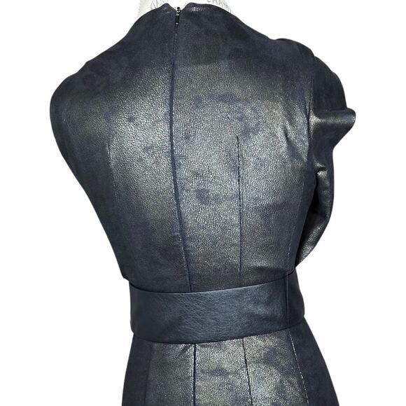 Byron Lars Beauty Mark Black Faux Leather Dress 2 NWT Sculpted Sheath - Picture 9 of 10